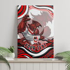 Personalized St George Illawarra Dragons Canvas Wall Art Aboriginal Dot Art - Dreamtime Rugby Mascot