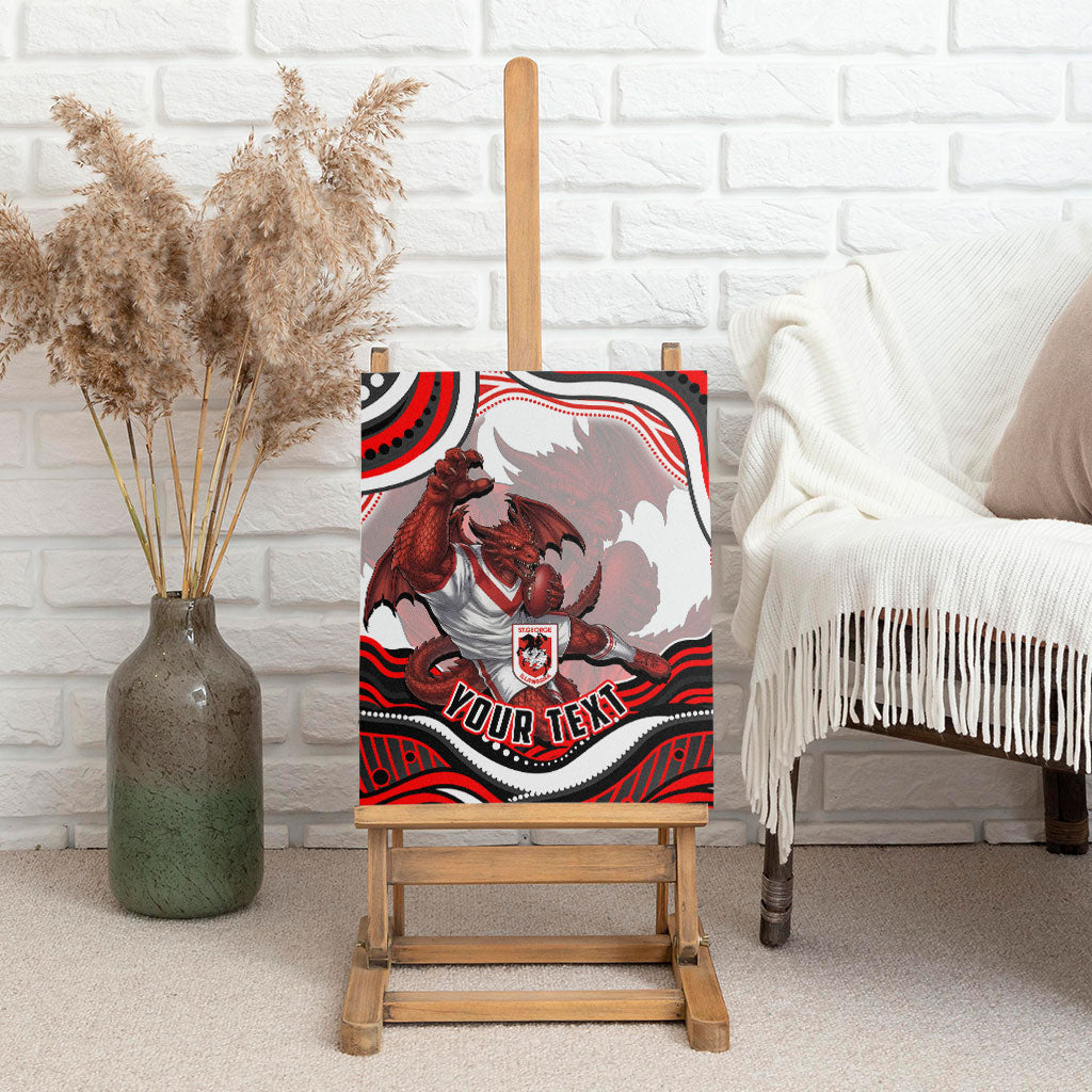 Personalized St George Illawarra Dragons Canvas Wall Art Aboriginal Dot Art - Dreamtime Rugby Mascot
