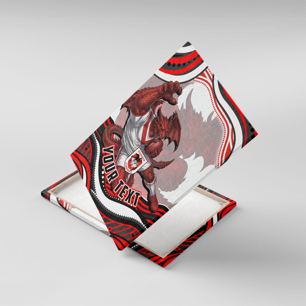 Personalized St George Illawarra Dragons Canvas Wall Art Aboriginal Dot Art - Dreamtime Rugby Mascot