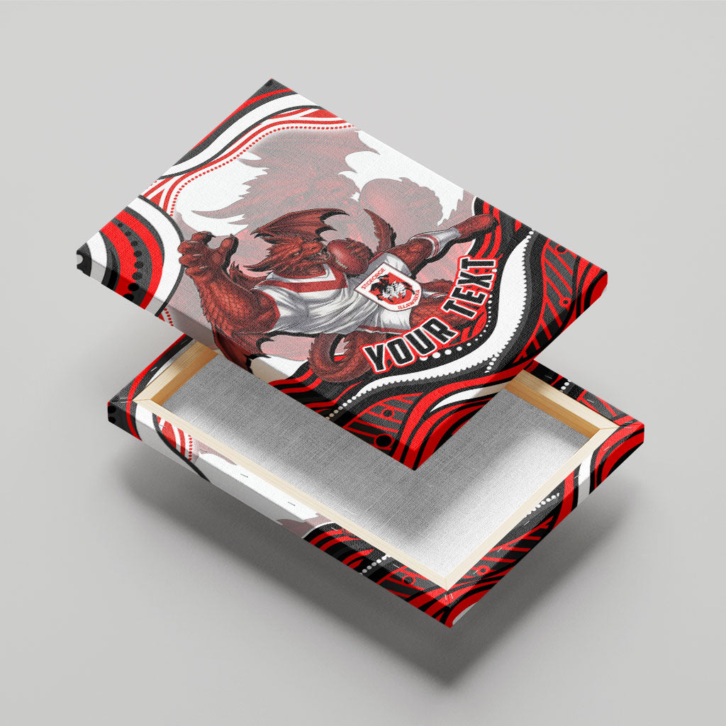 Personalized St George Illawarra Dragons Canvas Wall Art Aboriginal Dot Art - Dreamtime Rugby Mascot