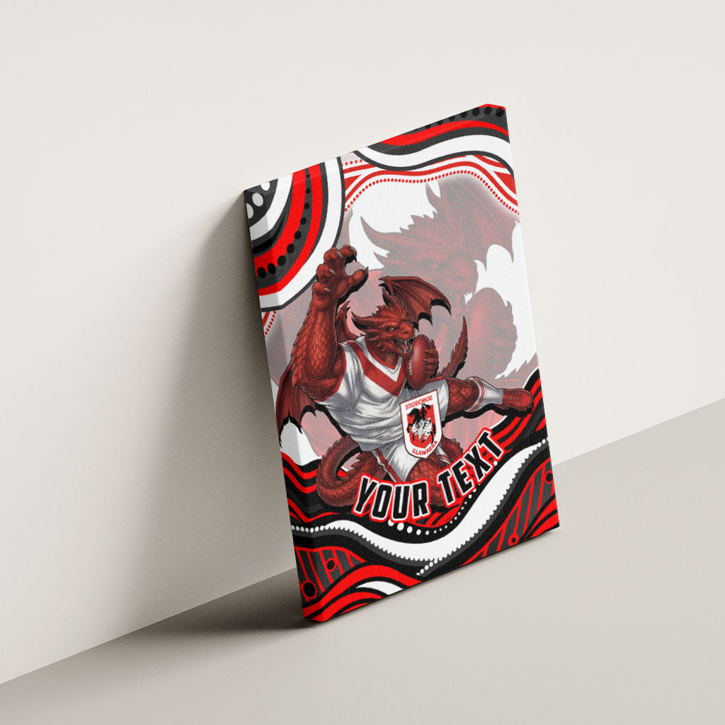 Personalized St George Illawarra Dragons Canvas Wall Art Aboriginal Dot Art - Dreamtime Rugby Mascot