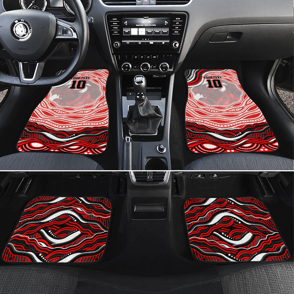 Personalized St George Illawarra Dragons Car Mats Aboriginal Dot Art - Dreamtime Rugby Mascot