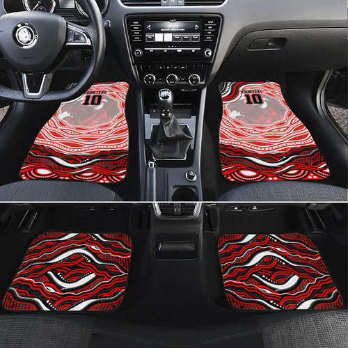 Personalized St George Illawarra Dragons Car Mats Aboriginal Dot Art - Dreamtime Rugby Mascot