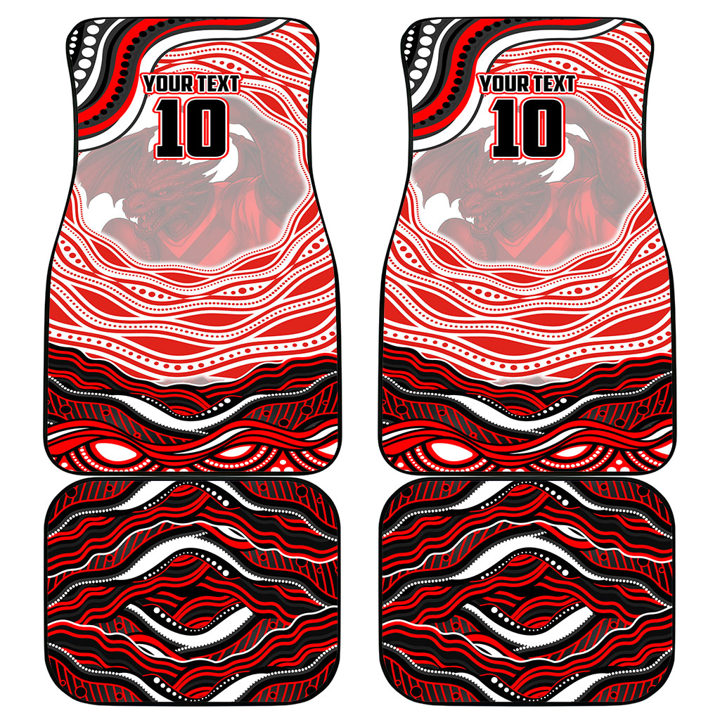 Personalized St George Illawarra Dragons Car Mats Aboriginal Dot Art - Dreamtime Rugby Mascot