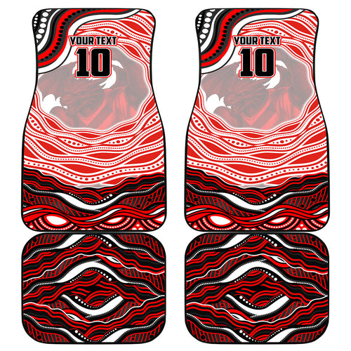 Personalized St George Illawarra Dragons Car Mats Aboriginal Dot Art - Dreamtime Rugby Mascot