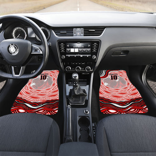 Personalized St George Illawarra Dragons Car Mats Aboriginal Dot Art - Dreamtime Rugby Mascot