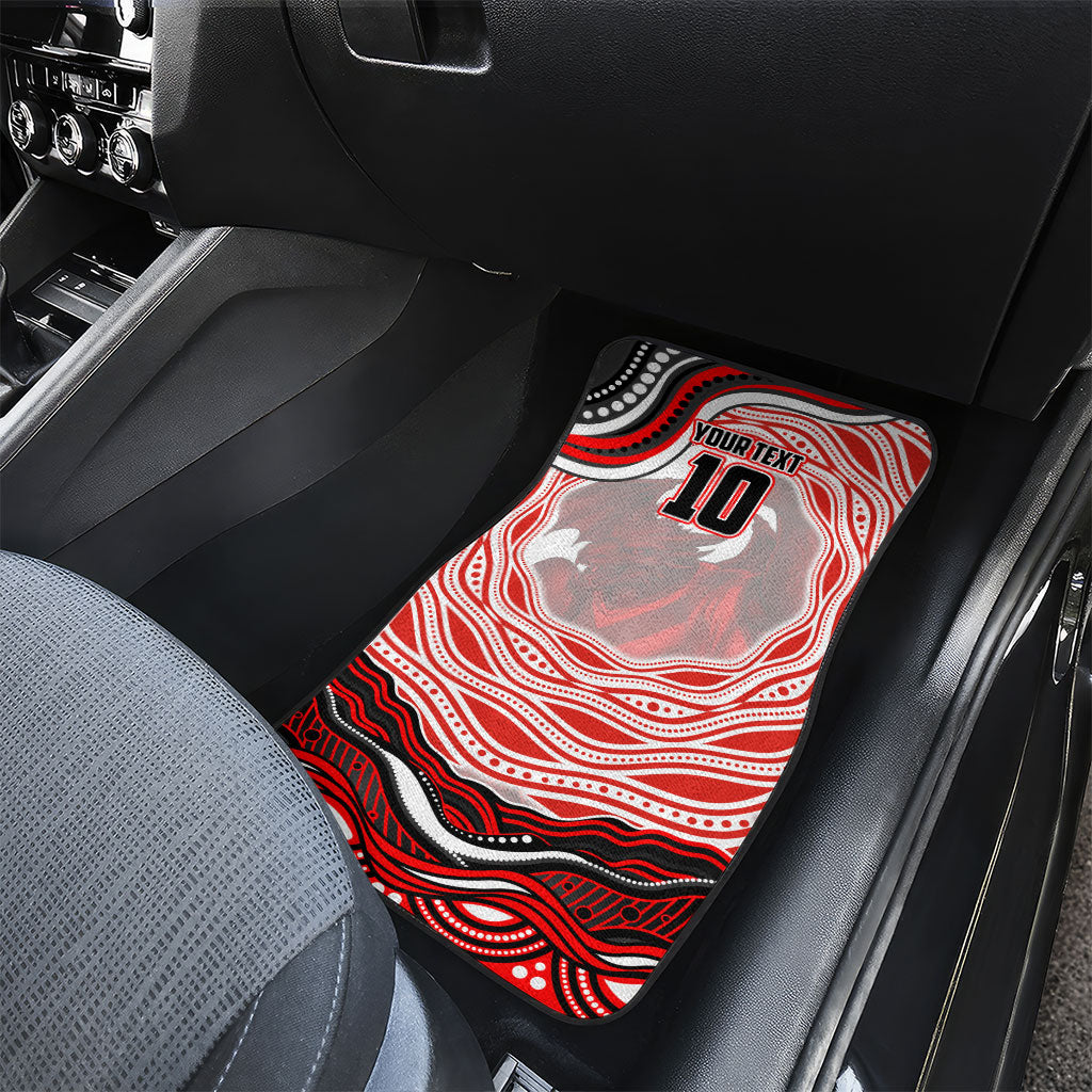 Personalized St George Illawarra Dragons Car Mats Aboriginal Dot Art - Dreamtime Rugby Mascot