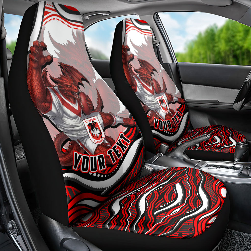 Personalized St George Illawarra Dragons Car Seat Cover Aboriginal Dot Art - Dreamtime Rugby Mascot