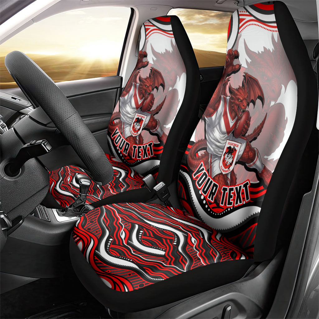 Personalized St George Illawarra Dragons Car Seat Cover Aboriginal Dot Art - Dreamtime Rugby Mascot