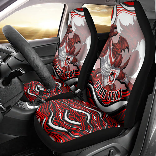 Personalized St George Illawarra Dragons Car Seat Cover Aboriginal Dot Art - Dreamtime Rugby Mascot