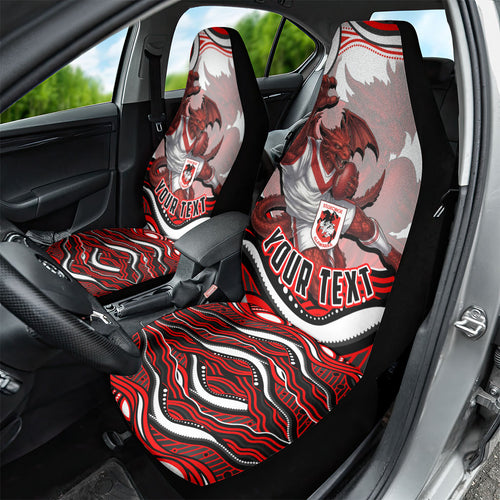 Personalized St George Illawarra Dragons Car Seat Cover Aboriginal Dot Art - Dreamtime Rugby Mascot