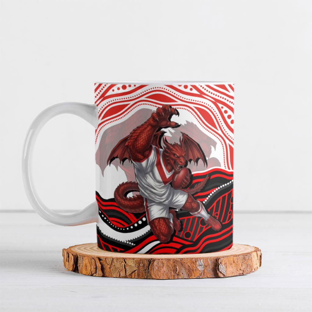 Personalized St George Illawarra Dragons Ceramic Mug Aboriginal Dot Art - Dreamtime Rugby Mascot