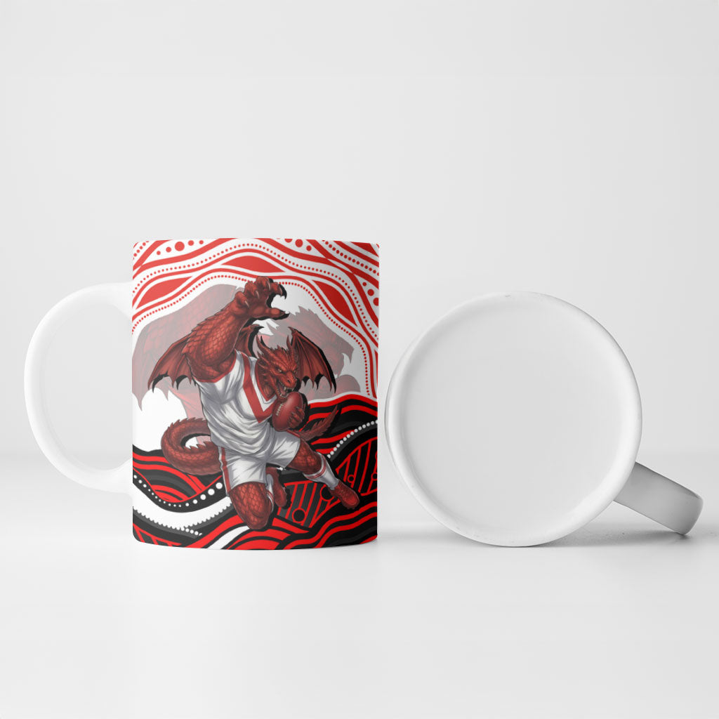 Personalized St George Illawarra Dragons Ceramic Mug Aboriginal Dot Art - Dreamtime Rugby Mascot