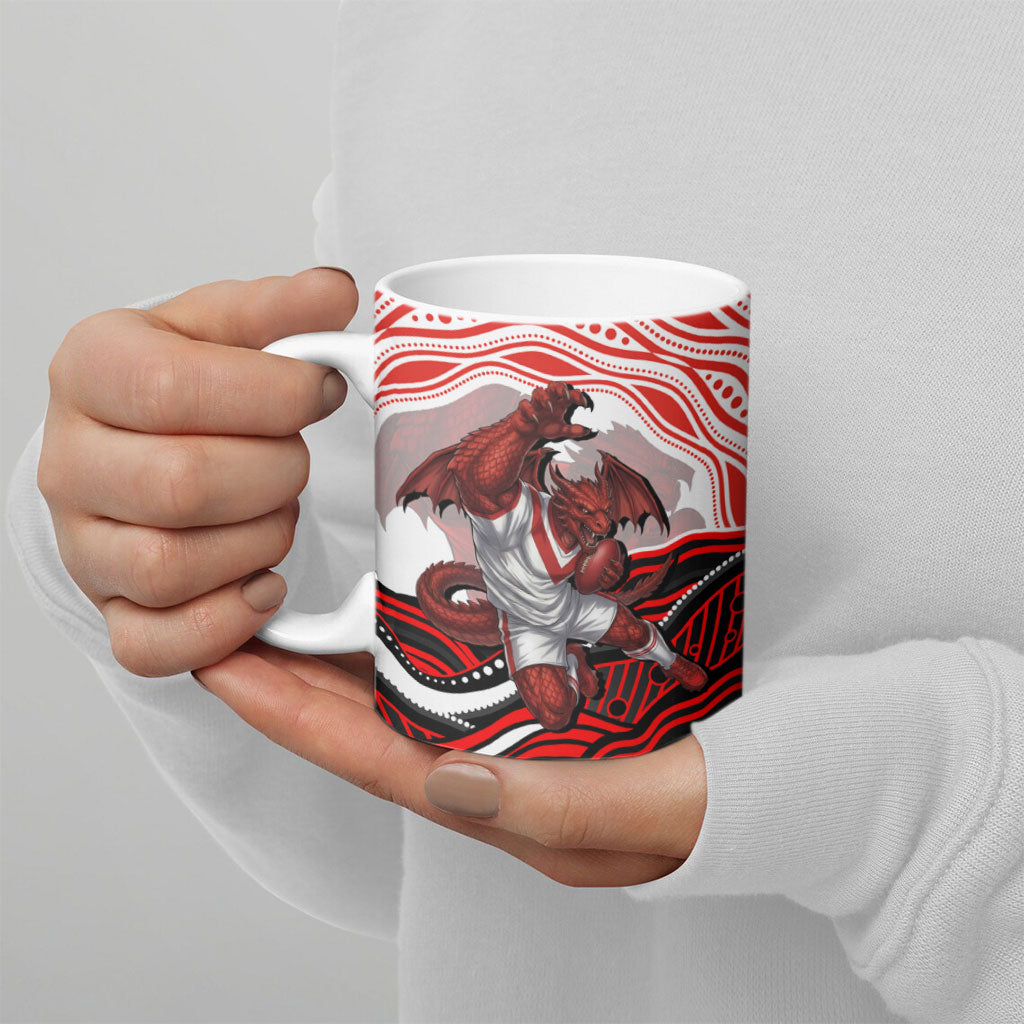 Personalized St George Illawarra Dragons Ceramic Mug Aboriginal Dot Art - Dreamtime Rugby Mascot