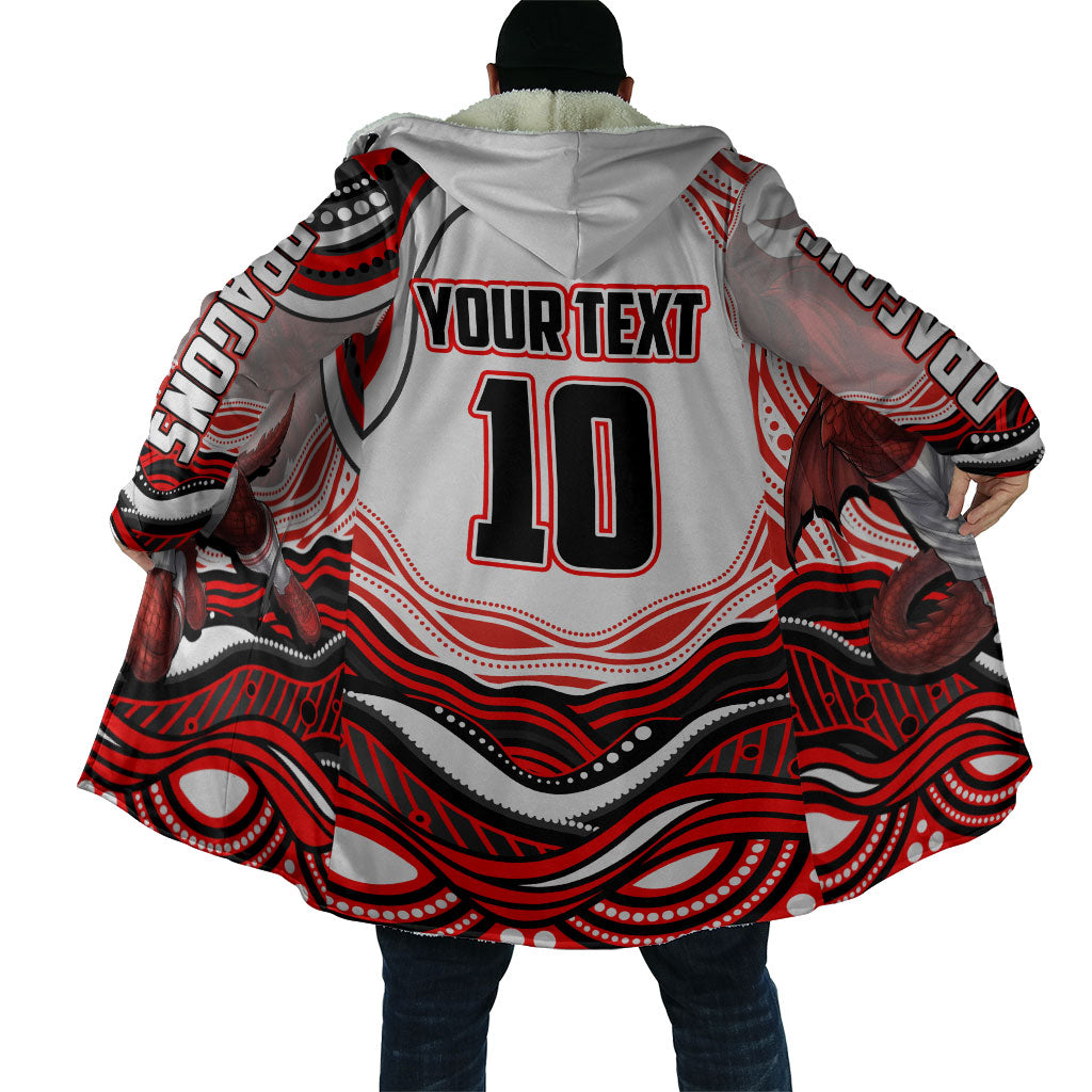 Personalized St George Illawarra Dragons Cloak Aboriginal Dot Art - Dreamtime Rugby Mascot