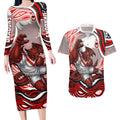Personalized St George Illawarra Dragons Couples Matching Long Sleeve Bodycon Dress and Hawaiian Shirt Aboriginal Dot Art - Dreamtime Rugby Mascot