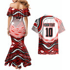 Personalized St George Illawarra Dragons Couples Matching Mermaid Dress and Hawaiian Shirt Aboriginal Dot Art - Dreamtime Rugby Mascot