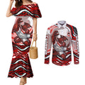 Personalized St George Illawarra Dragons Couples Matching Mermaid Dress and Long Sleeve Button Shirt Aboriginal Dot Art - Dreamtime Rugby Mascot