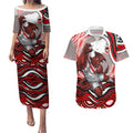 Personalized St George Illawarra Dragons Couples Matching Puletasi and Hawaiian Shirt Aboriginal Dot Art - Dreamtime Rugby Mascot