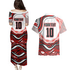 Personalized St George Illawarra Dragons Couples Matching Puletasi and Hawaiian Shirt Aboriginal Dot Art - Dreamtime Rugby Mascot
