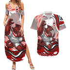 Personalized St George Illawarra Dragons Couples Matching Summer Maxi Dress and Hawaiian Shirt Aboriginal Dot Art - Dreamtime Rugby Mascot