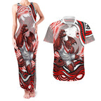 Personalized St George Illawarra Dragons Couples Matching Tank Maxi Dress and Hawaiian Shirt Aboriginal Dot Art - Dreamtime Rugby Mascot