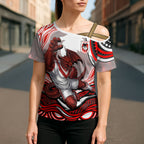 Personalized St George Illawarra Dragons Cross Shoulder Shirt Aboriginal Dot Art - Dreamtime Rugby Mascot
