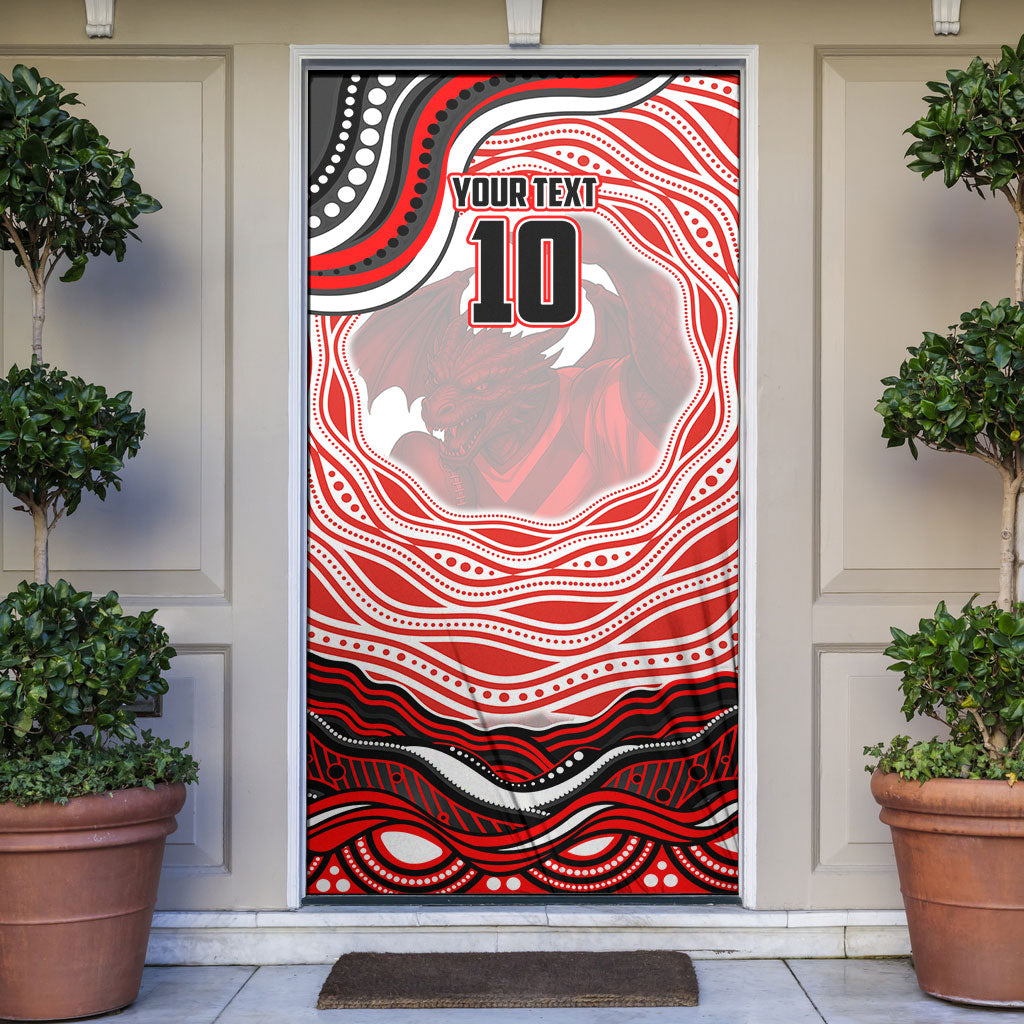 Personalized St George Illawarra Dragons Door Cover Aboriginal Dot Art - Dreamtime Rugby Mascot