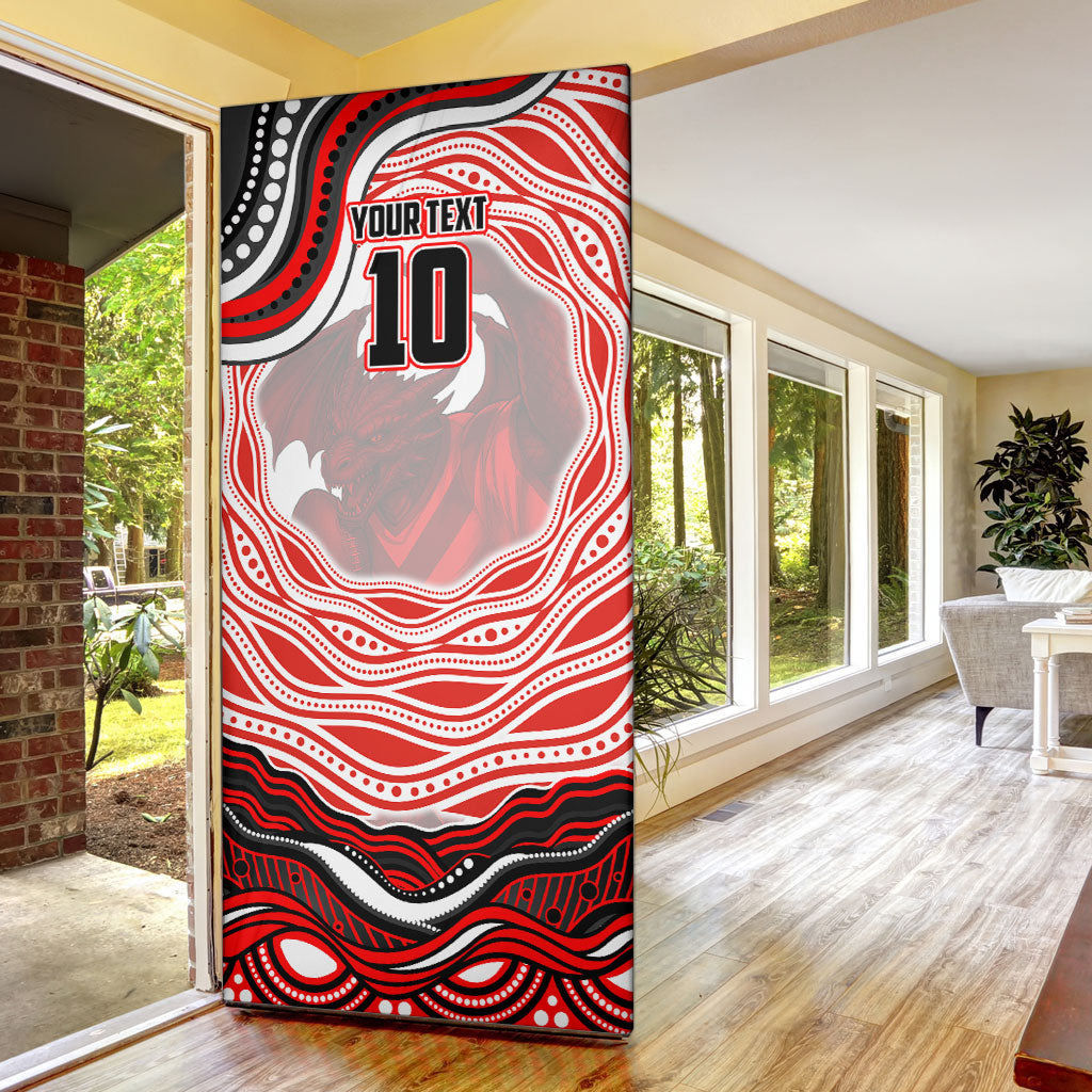 Personalized St George Illawarra Dragons Door Cover Aboriginal Dot Art - Dreamtime Rugby Mascot