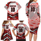 Personalized St George Illawarra Dragons Family Matching Long Sleeve Bodycon Dress and Hawaiian Shirt Aboriginal Dot Art - Dreamtime Rugby Mascot