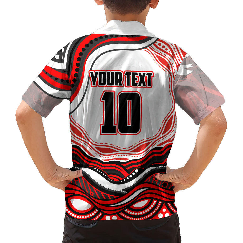 Personalized St George Illawarra Dragons Family Matching Mermaid Dress and Hawaiian Shirt Aboriginal Dot Art - Dreamtime Rugby Mascot