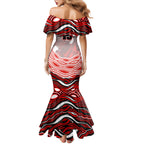 Personalized St George Illawarra Dragons Family Matching Mermaid Dress and Hawaiian Shirt Aboriginal Dot Art - Dreamtime Rugby Mascot