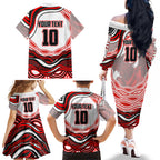 Personalized St George Illawarra Dragons Family Matching Off The Shoulder Long Sleeve Dress and Hawaiian Shirt Aboriginal Dot Art - Dreamtime Rugby Mascot