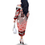 Personalized St George Illawarra Dragons Family Matching Off The Shoulder Long Sleeve Dress and Hawaiian Shirt Aboriginal Dot Art - Dreamtime Rugby Mascot