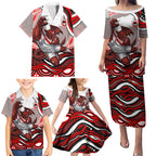 Personalized St George Illawarra Dragons Family Matching Puletasi and Hawaiian Shirt Aboriginal Dot Art - Dreamtime Rugby Mascot