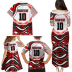 Personalized St George Illawarra Dragons Family Matching Puletasi and Hawaiian Shirt Aboriginal Dot Art - Dreamtime Rugby Mascot