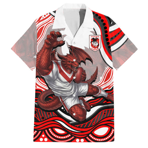 Personalized St George Illawarra Dragons Family Matching Puletasi and Hawaiian Shirt Aboriginal Dot Art - Dreamtime Rugby Mascot