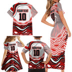 Personalized St George Illawarra Dragons Family Matching Short Sleeve Bodycon Dress and Hawaiian Shirt Aboriginal Dot Art - Dreamtime Rugby Mascot