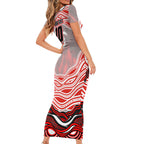 Personalized St George Illawarra Dragons Family Matching Short Sleeve Bodycon Dress and Hawaiian Shirt Aboriginal Dot Art - Dreamtime Rugby Mascot
