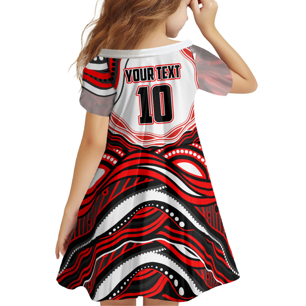 Personalized St George Illawarra Dragons Family Matching Summer Maxi Dress and Hawaiian Shirt Aboriginal Dot Art - Dreamtime Rugby Mascot