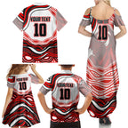 Personalized St George Illawarra Dragons Family Matching Summer Maxi Dress and Hawaiian Shirt Aboriginal Dot Art - Dreamtime Rugby Mascot