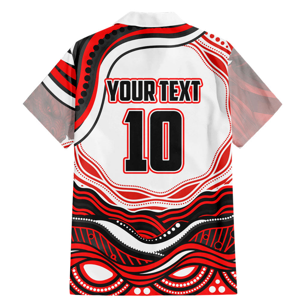 Personalized St George Illawarra Dragons Family Matching Summer Maxi Dress and Hawaiian Shirt Aboriginal Dot Art - Dreamtime Rugby Mascot