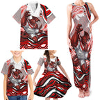 Personalized St George Illawarra Dragons Family Matching Tank Maxi Dress and Hawaiian Shirt Aboriginal Dot Art - Dreamtime Rugby Mascot