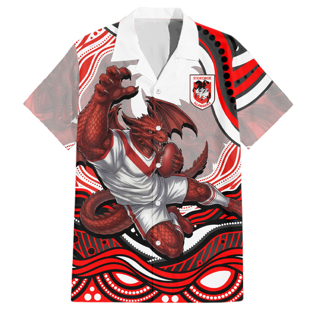Personalized St George Illawarra Dragons Family Matching Tank Maxi Dress and Hawaiian Shirt Aboriginal Dot Art - Dreamtime Rugby Mascot