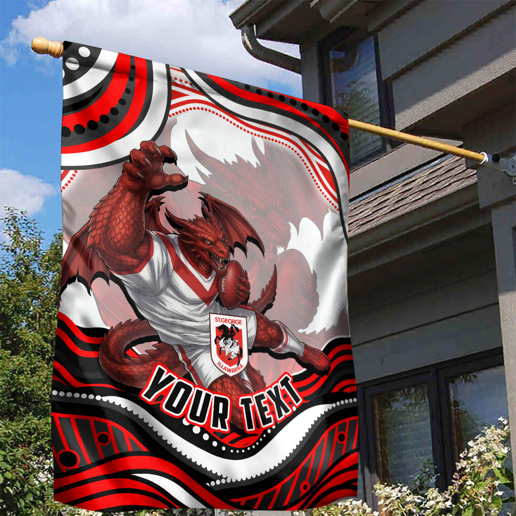 Personalized St George Illawarra Dragons Garden Flag Aboriginal Dot Art - Dreamtime Rugby Mascot