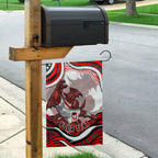 Personalized St George Illawarra Dragons Garden Flag Aboriginal Dot Art - Dreamtime Rugby Mascot