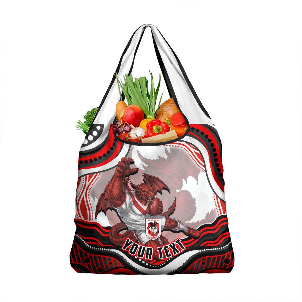 Personalized St George Illawarra Dragons Grocery Bag Aboriginal Dot Art - Dreamtime Rugby Mascot