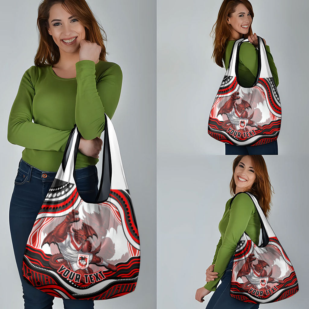Personalized St George Illawarra Dragons Grocery Bag Aboriginal Dot Art - Dreamtime Rugby Mascot