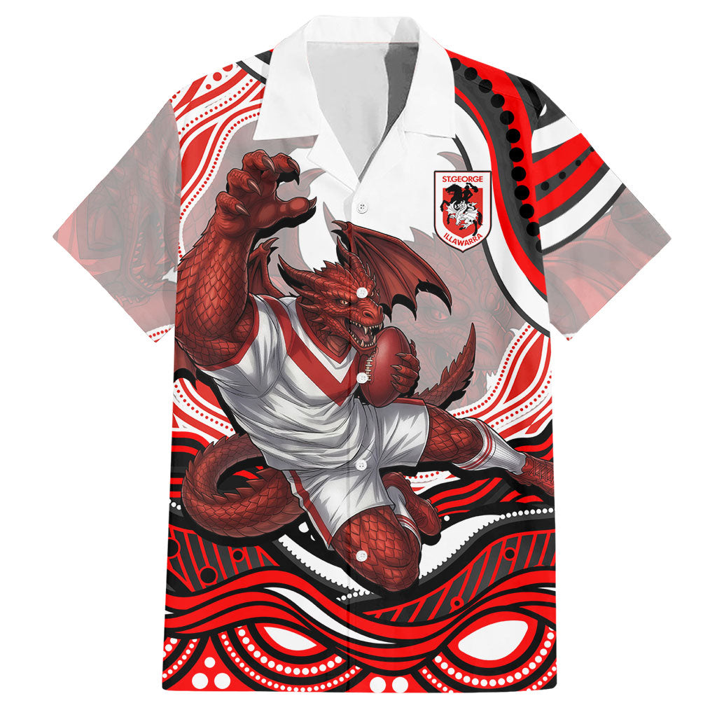Personalized St George Illawarra Dragons Hawaiian Shirt Aboriginal Dot Art - Dreamtime Rugby Mascot