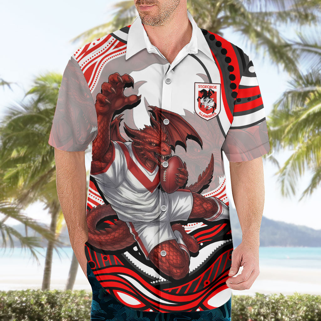 Personalized St George Illawarra Dragons Hawaiian Shirt Aboriginal Dot Art - Dreamtime Rugby Mascot